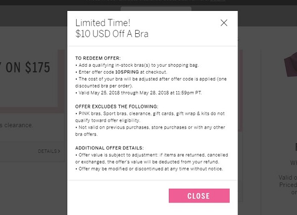 10$ off bra detail